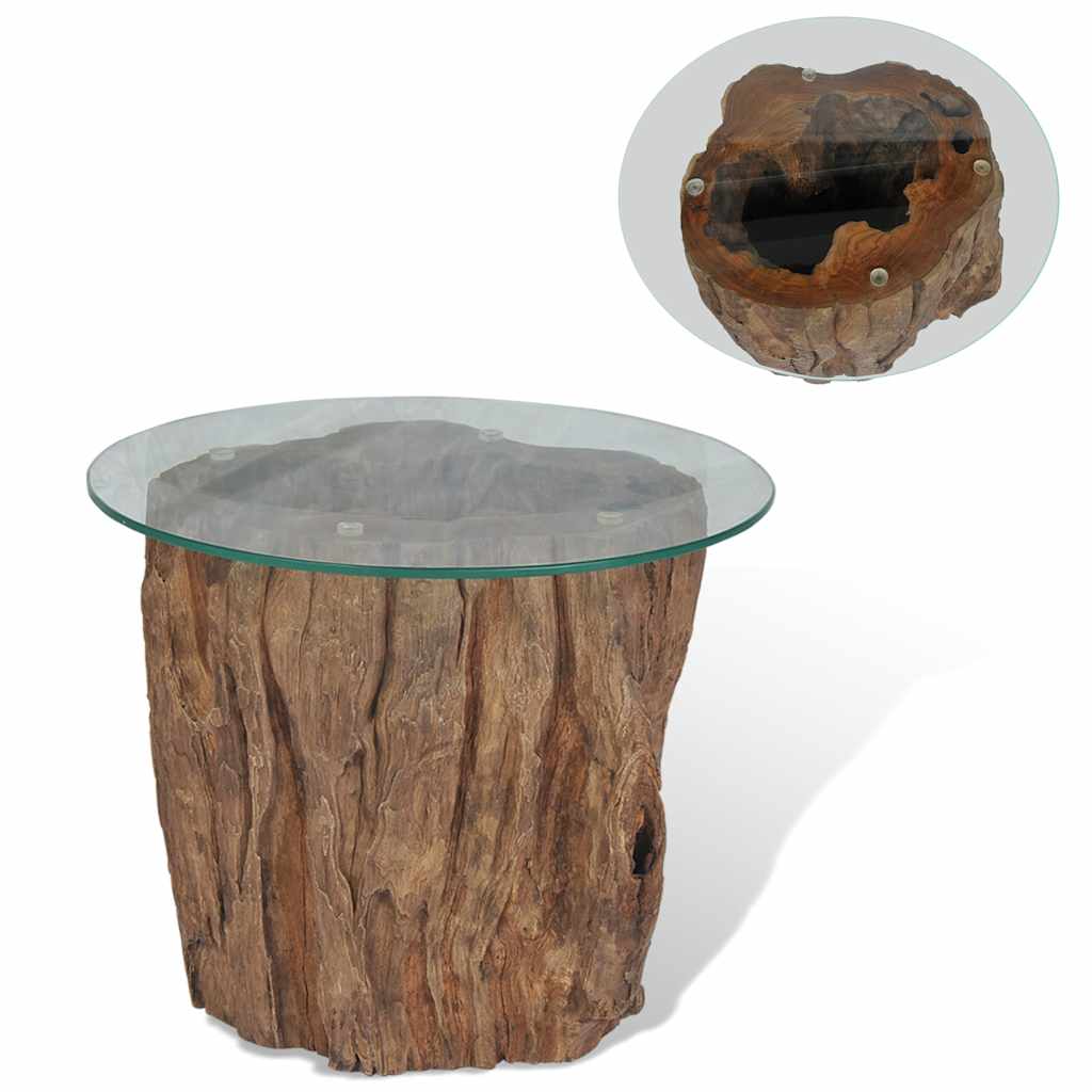 Table basse Teck en Verre
