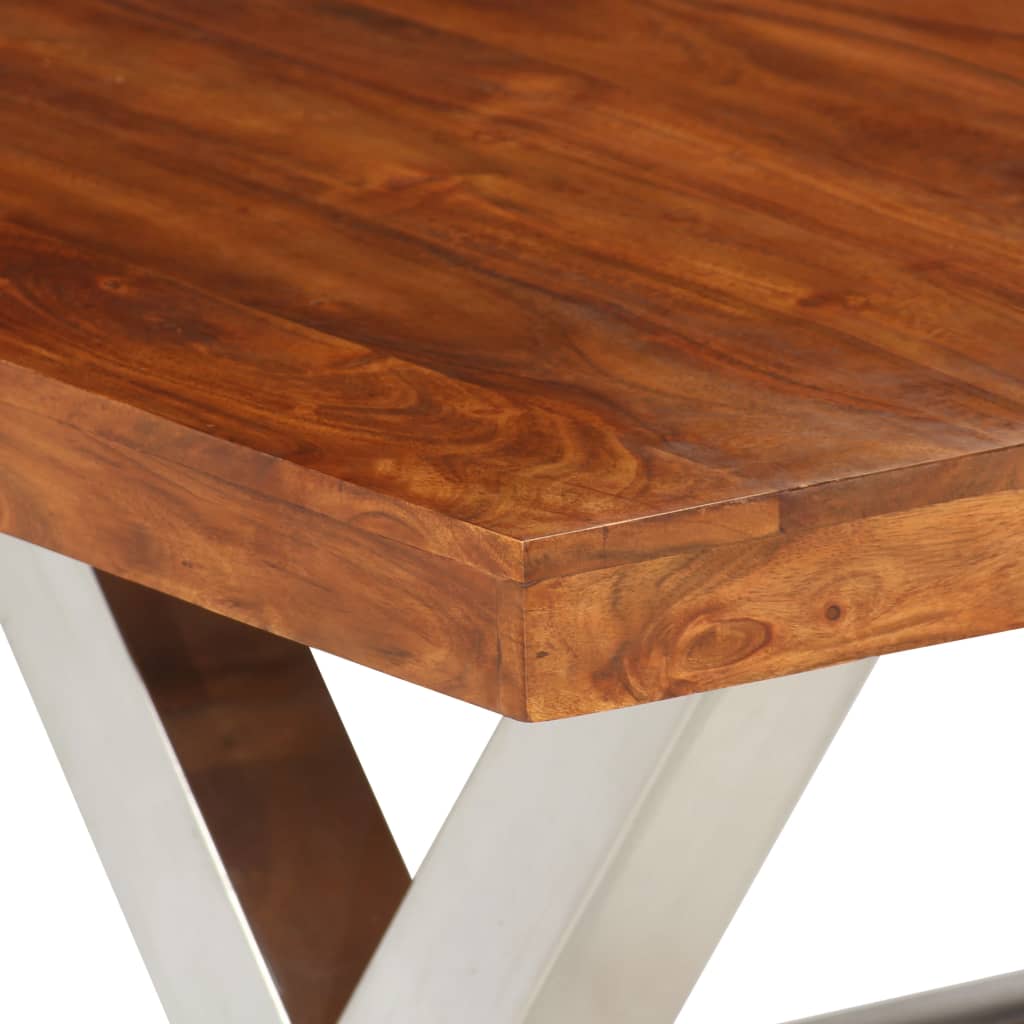 Table à manger argent et bois massif
