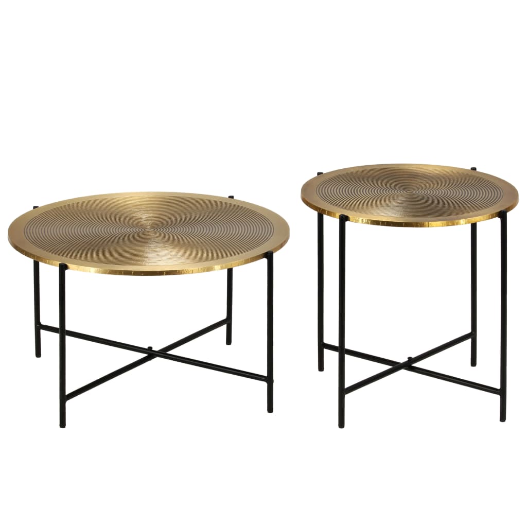 Ensemble de tables 2 pcs recouvert de laiton doré