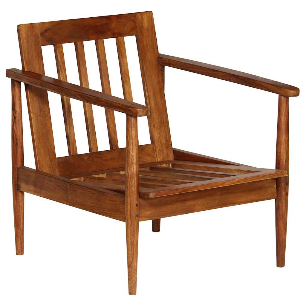 Fauteuil Brooklyn Marron en cuir véritable et bois d'acacia
