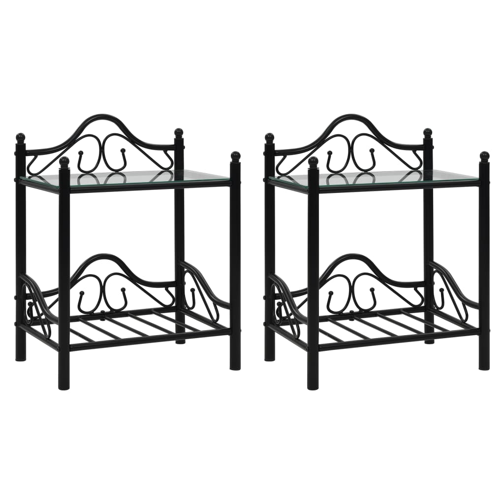 Tables de chevet 2 pcs Noir acier
