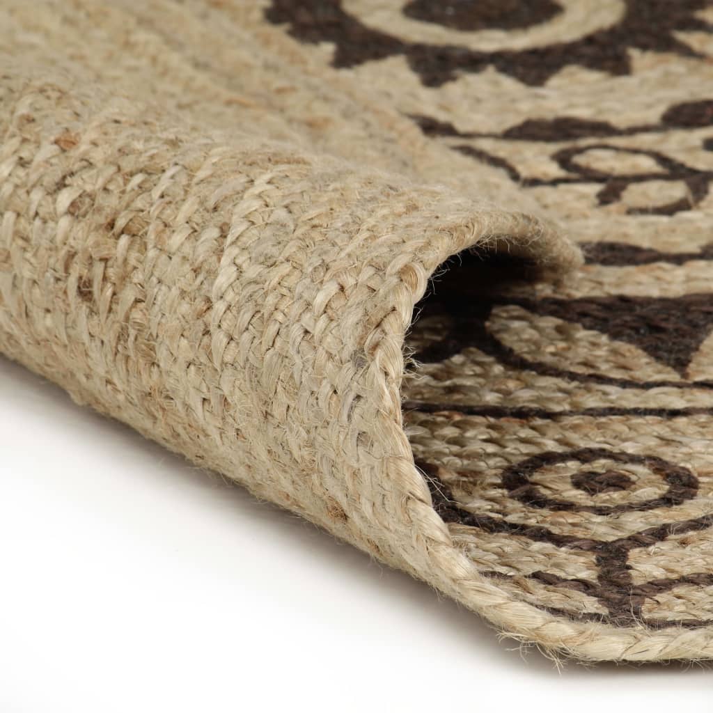 Tapis fait à la main Jute avec imprimé marron foncé