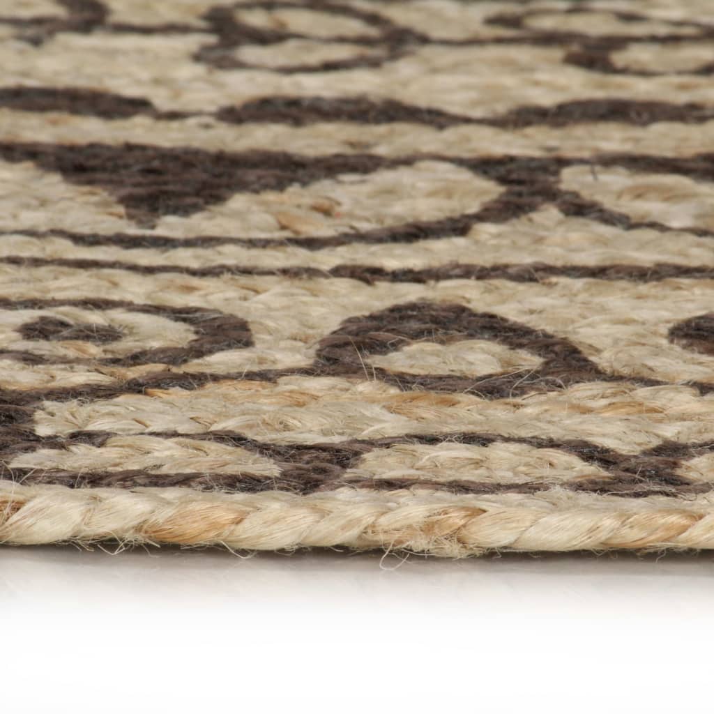 Tapis fait à la main Jute avec imprimé marron foncé