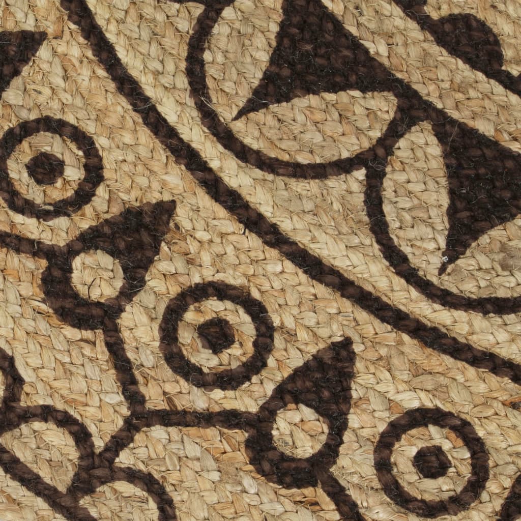 Tapis fait à la main Jute avec imprimé marron foncé