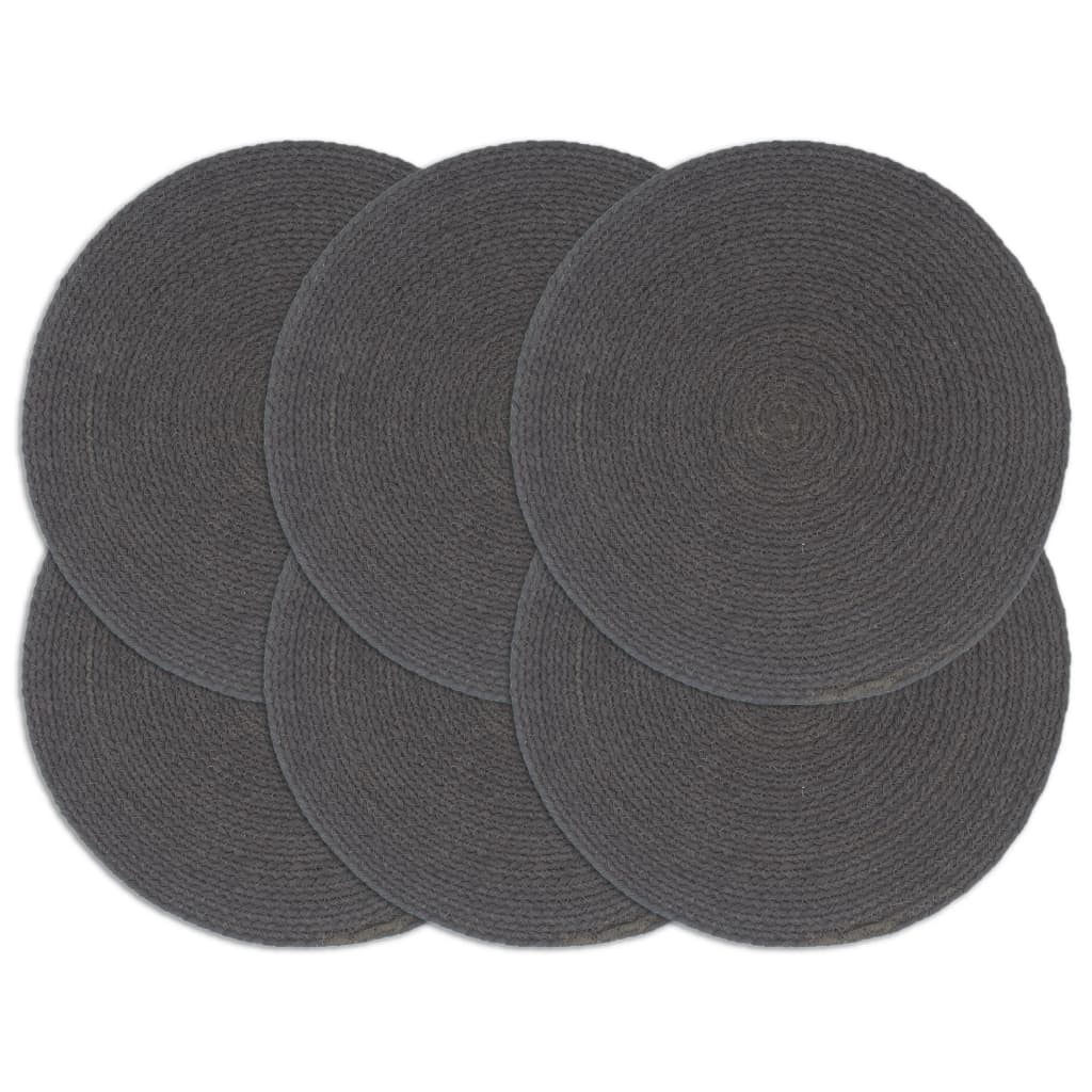 Napperons 6 pcs Gris foncé Coton