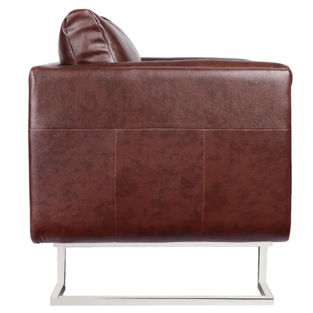 Fauteuil cube Marron Similicuir