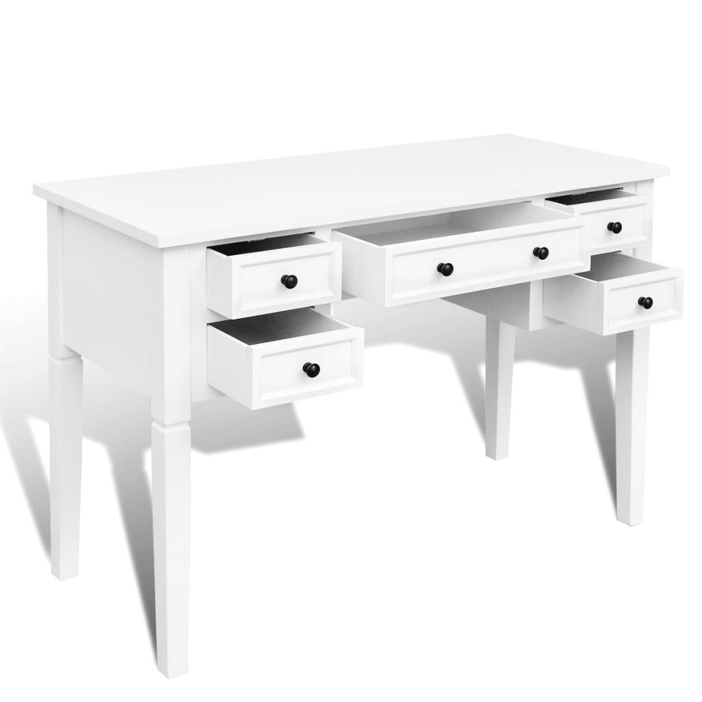 Bureau blanc à 5 tiroirs