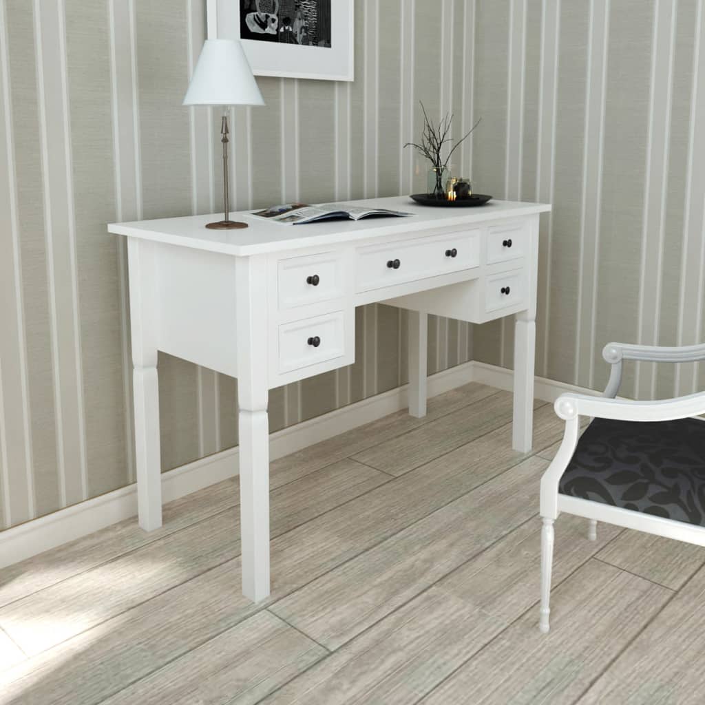 Bureau blanc à 5 tiroirs