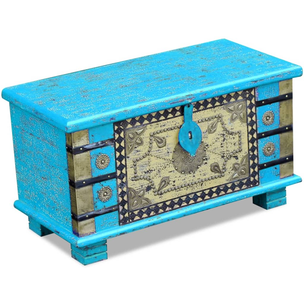 Coffre de rangement indien en Bois de manguier bleu