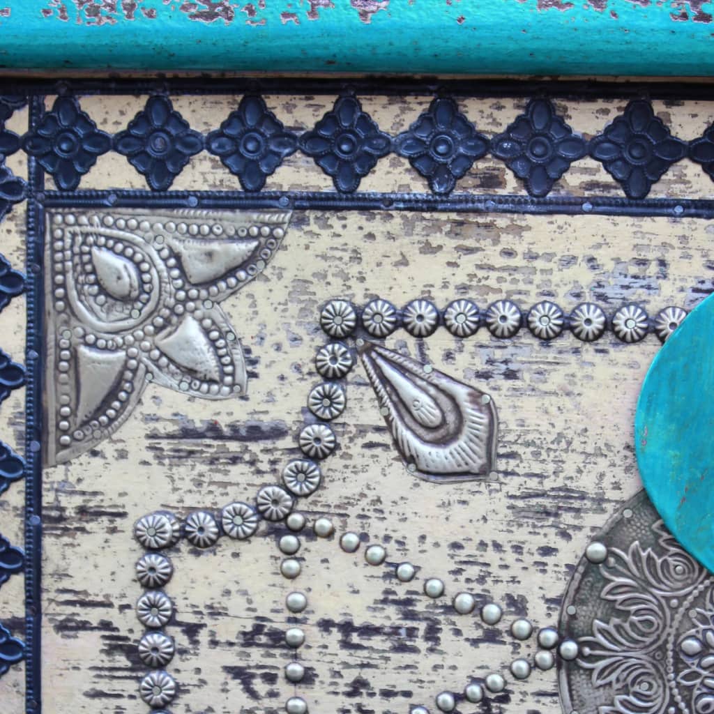 Coffre de rangement indien en Bois de manguier bleu