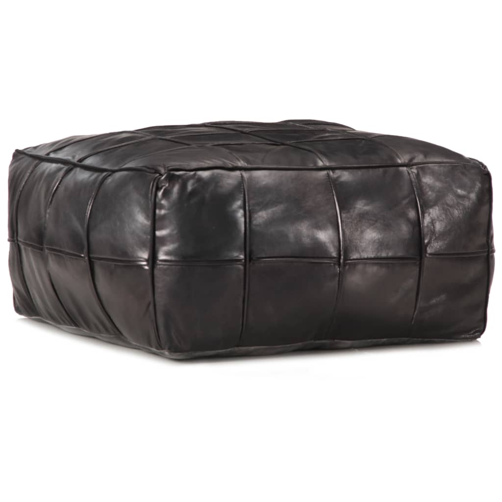 Pouf outhman Noir Cuir véritable