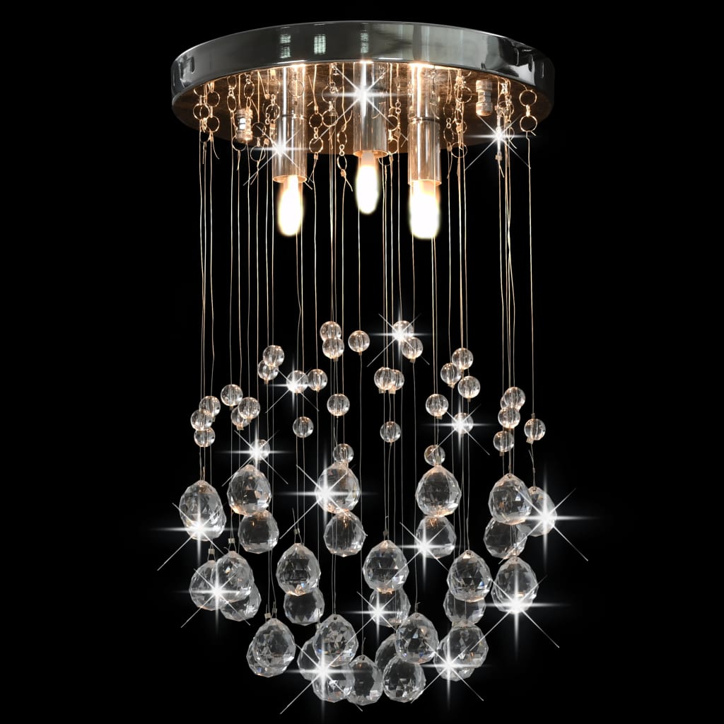 Plafonnier avec perles de cristal Argenté Sphère