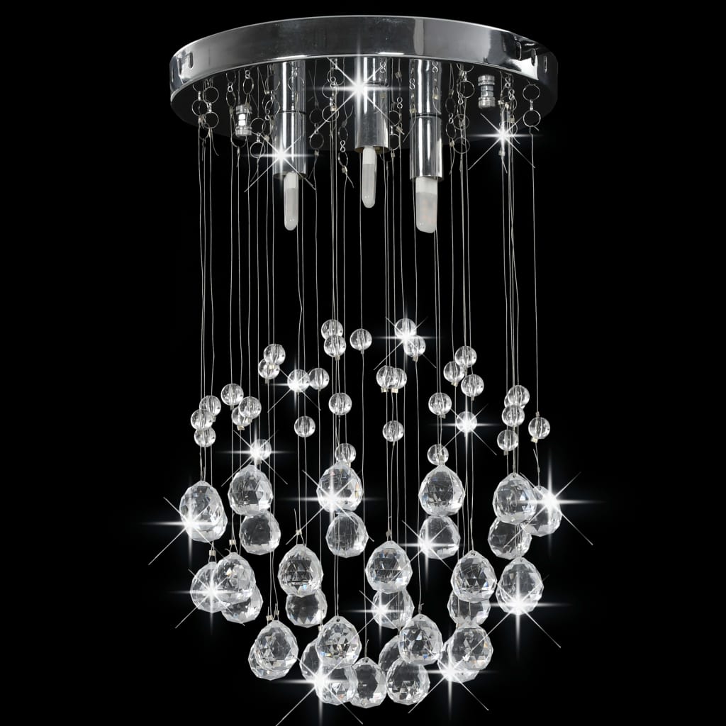 Plafonnier avec perles de cristal Argenté Sphère