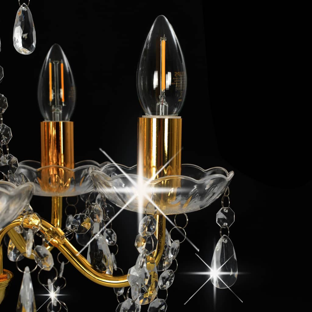 Lustre avec perles de cristal Doré