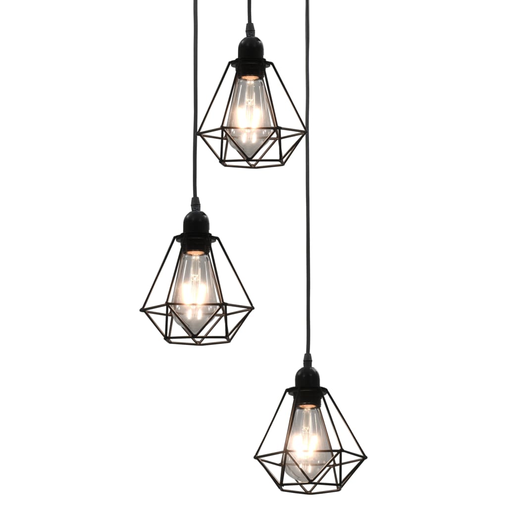 Plafonnier avec design de diamant Noir