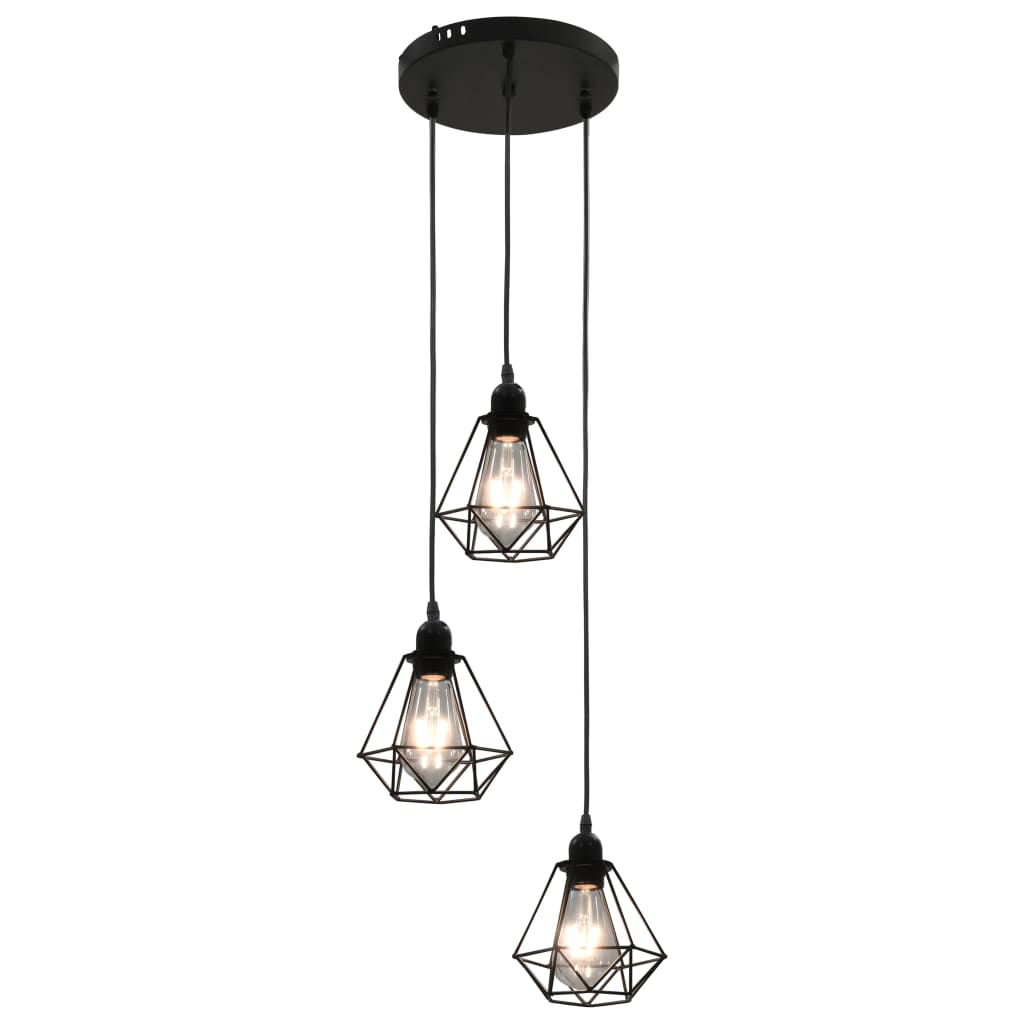 Plafonnier avec design de diamant Noir