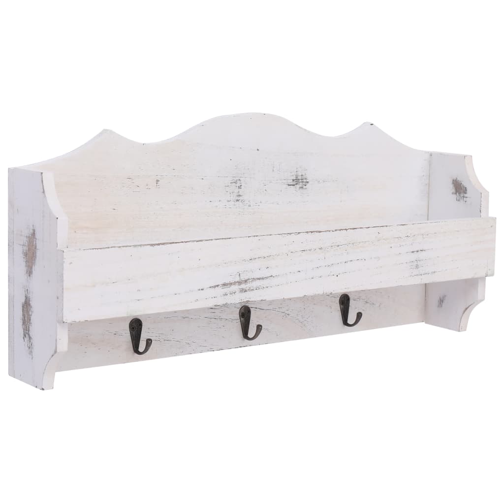Porte-manteau mural en bois blanc