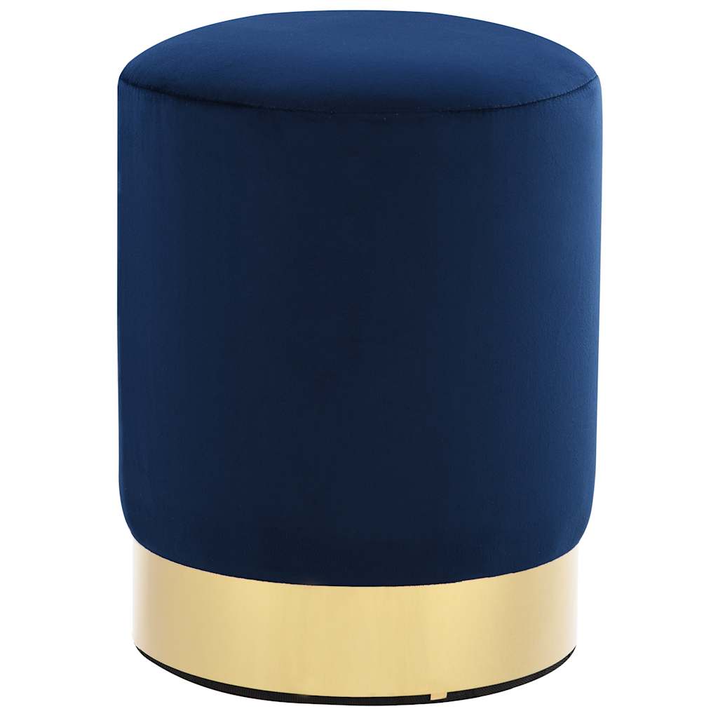Pouf Tabouret Bleu et doré Velours