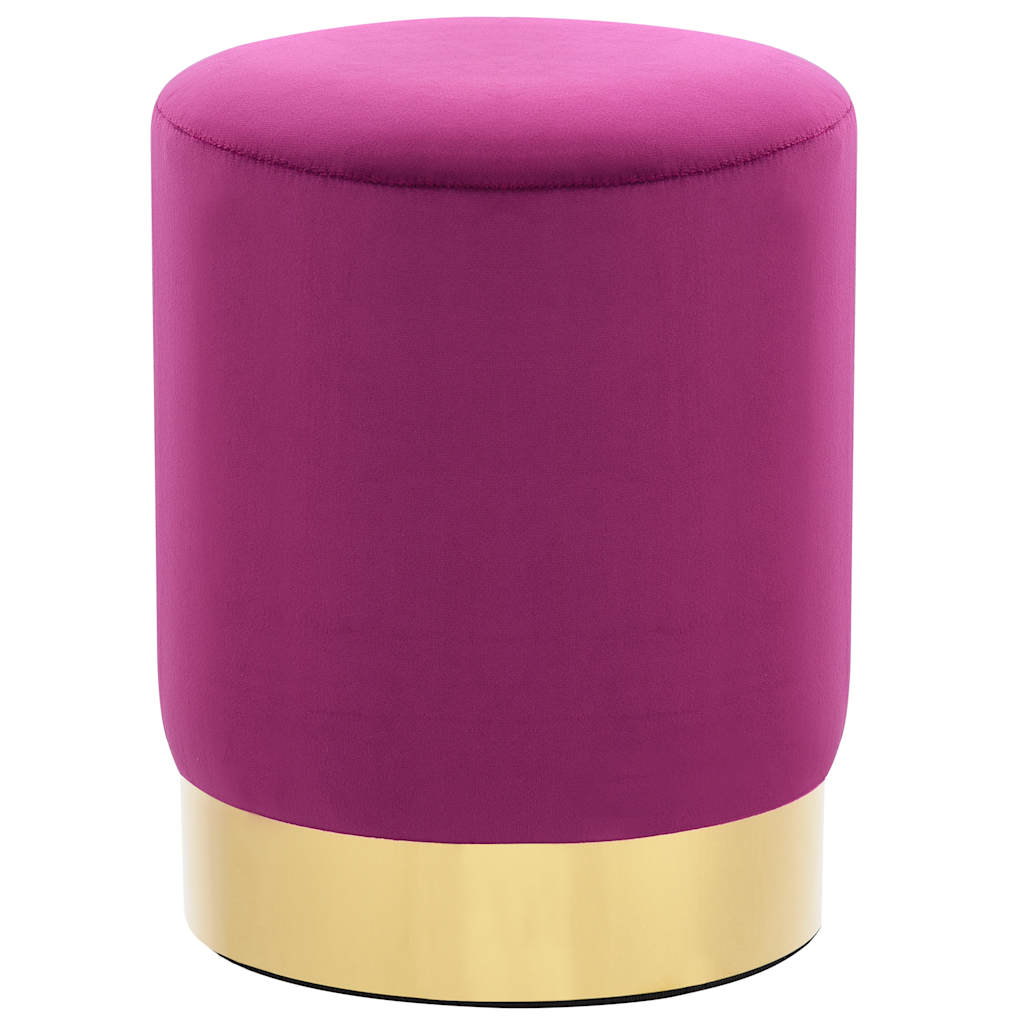 Pouf Tabouret Violet et doré Velours