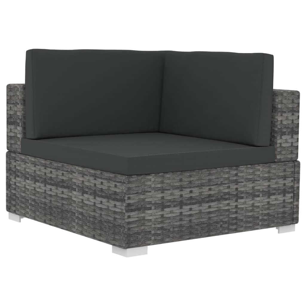 Salon de jardin avec coussins 3 pcs résine tressée gris