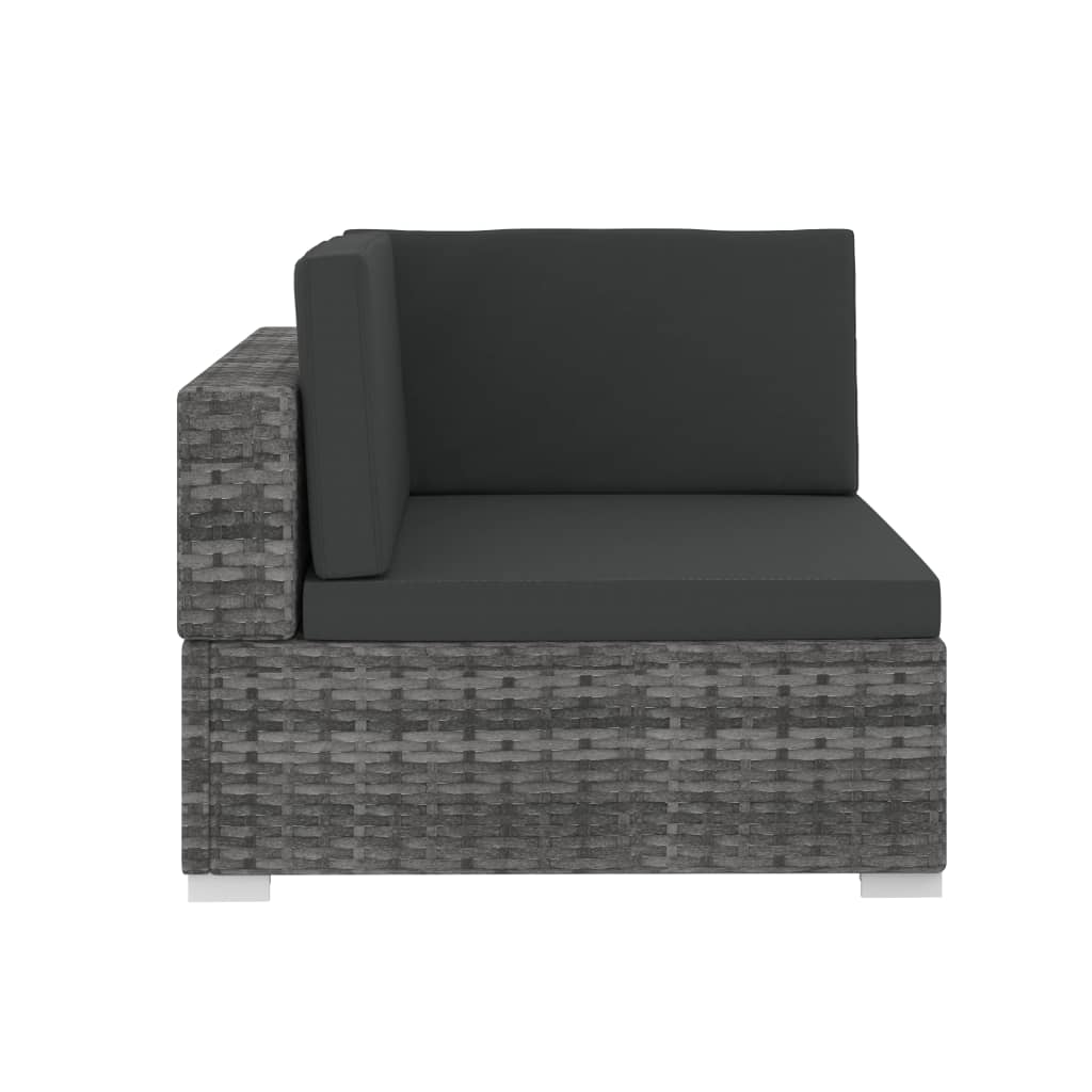Salon de jardin avec coussins 3 pcs résine tressée gris