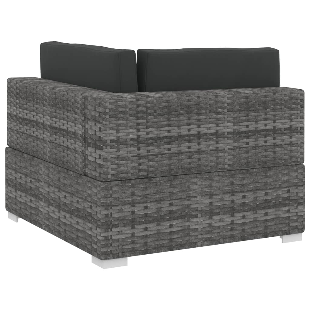 Salon de jardin avec coussins 3 pcs résine tressée gris
