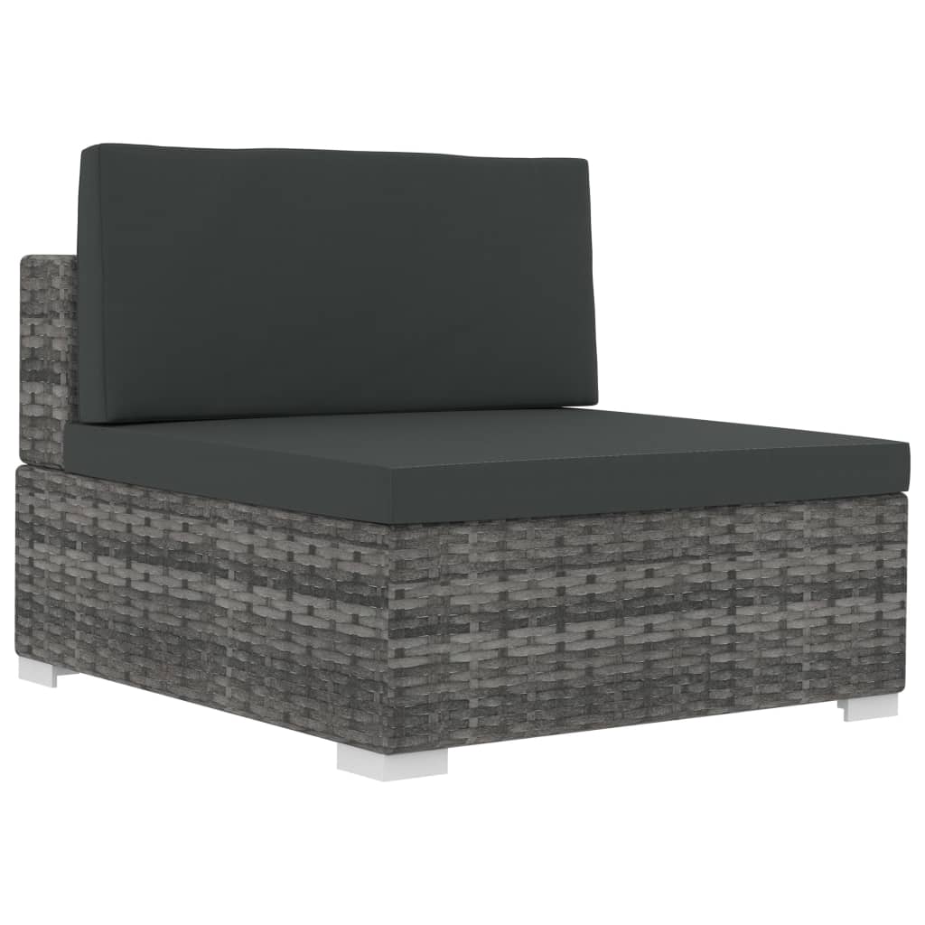 Salon de jardin avec coussins 3 pcs résine tressée gris