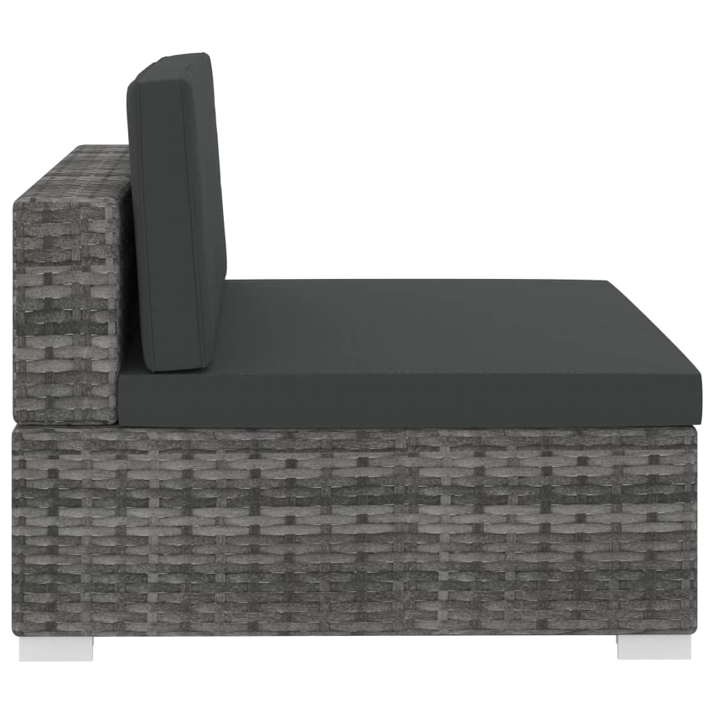Salon de jardin avec coussins 3 pcs résine tressée gris