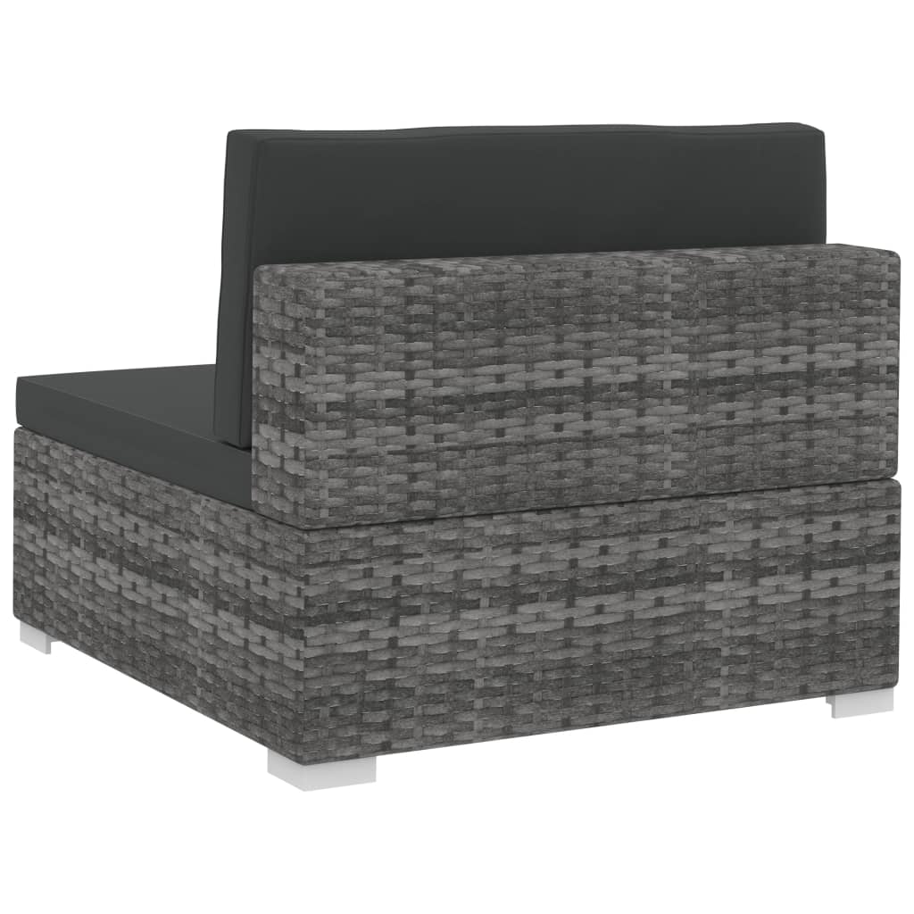 Salon de jardin avec coussins 3 pcs résine tressée gris