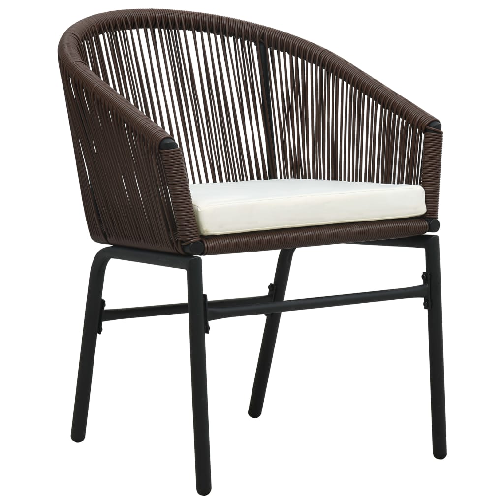 Ensemble de bistro 3 pcs avec coussins Rotin Marron