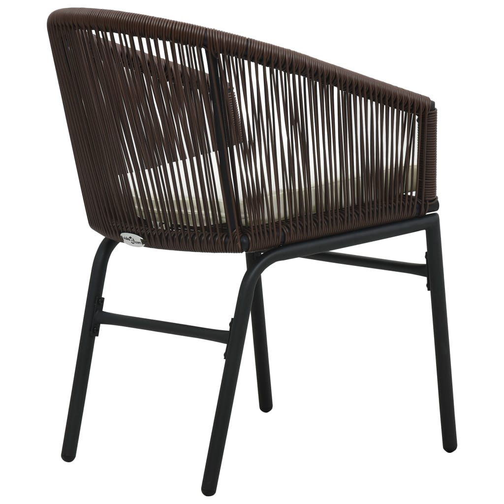 Ensemble de bistro 3 pcs avec coussins Rotin Marron