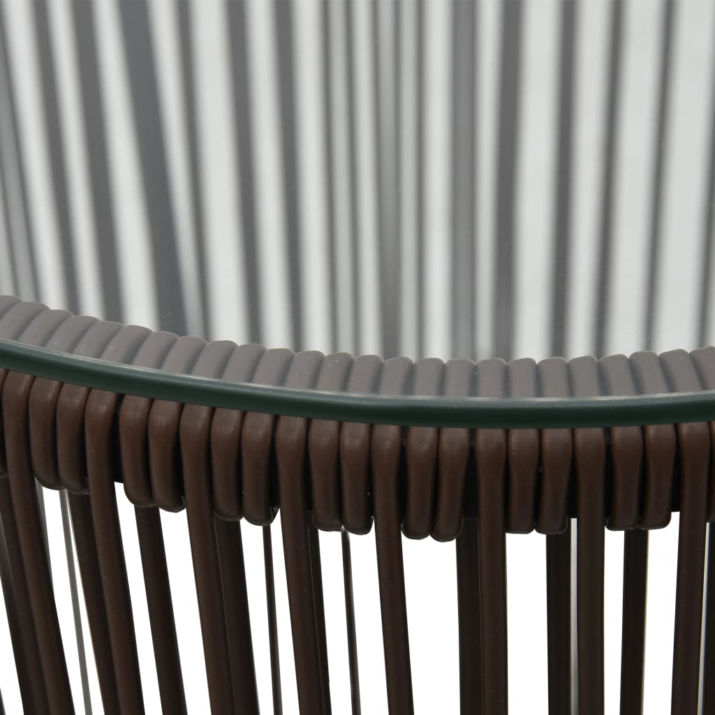 Ensemble de bistro 3 pcs avec coussins Rotin Marron