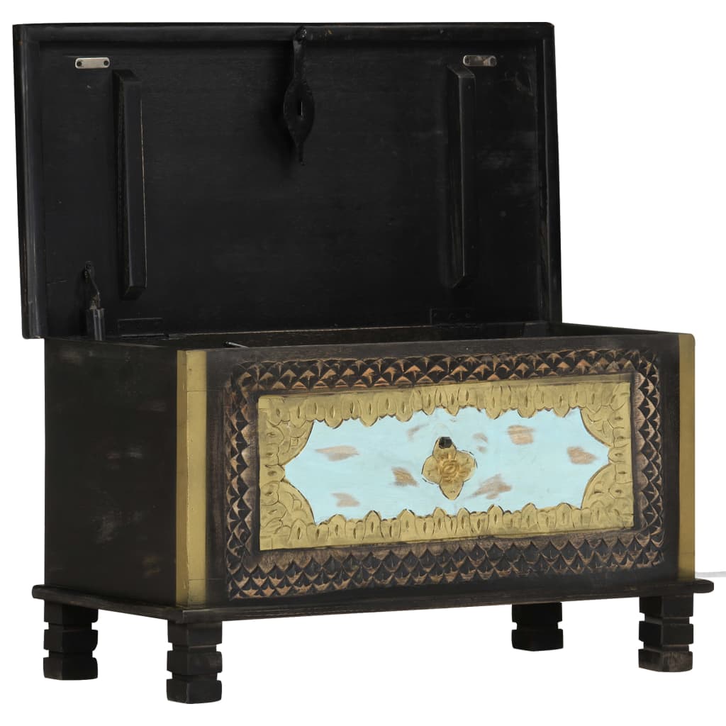 Coffre de rangement indien en Bois de manguier noir