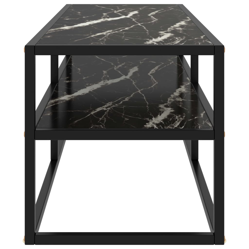 Meuble TV noir avec verre marbre