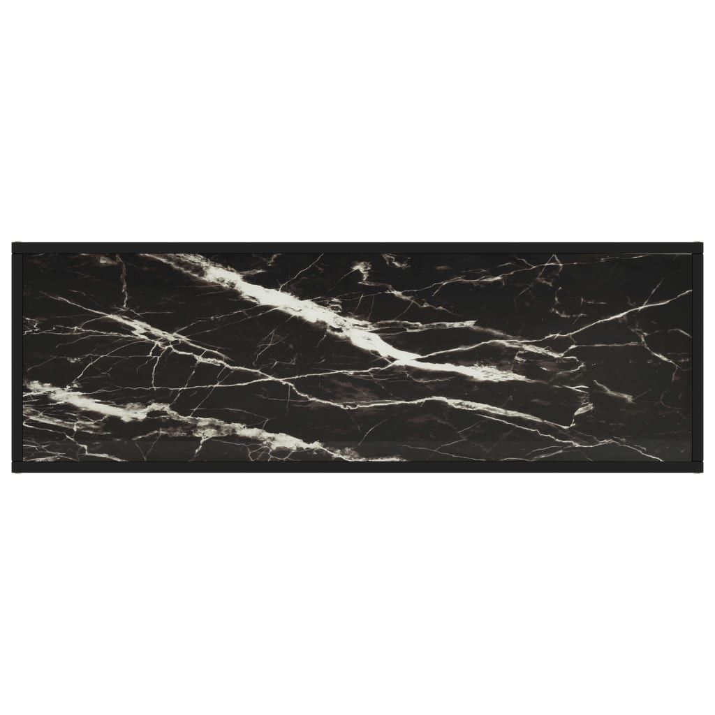 Meuble TV noir avec verre marbre