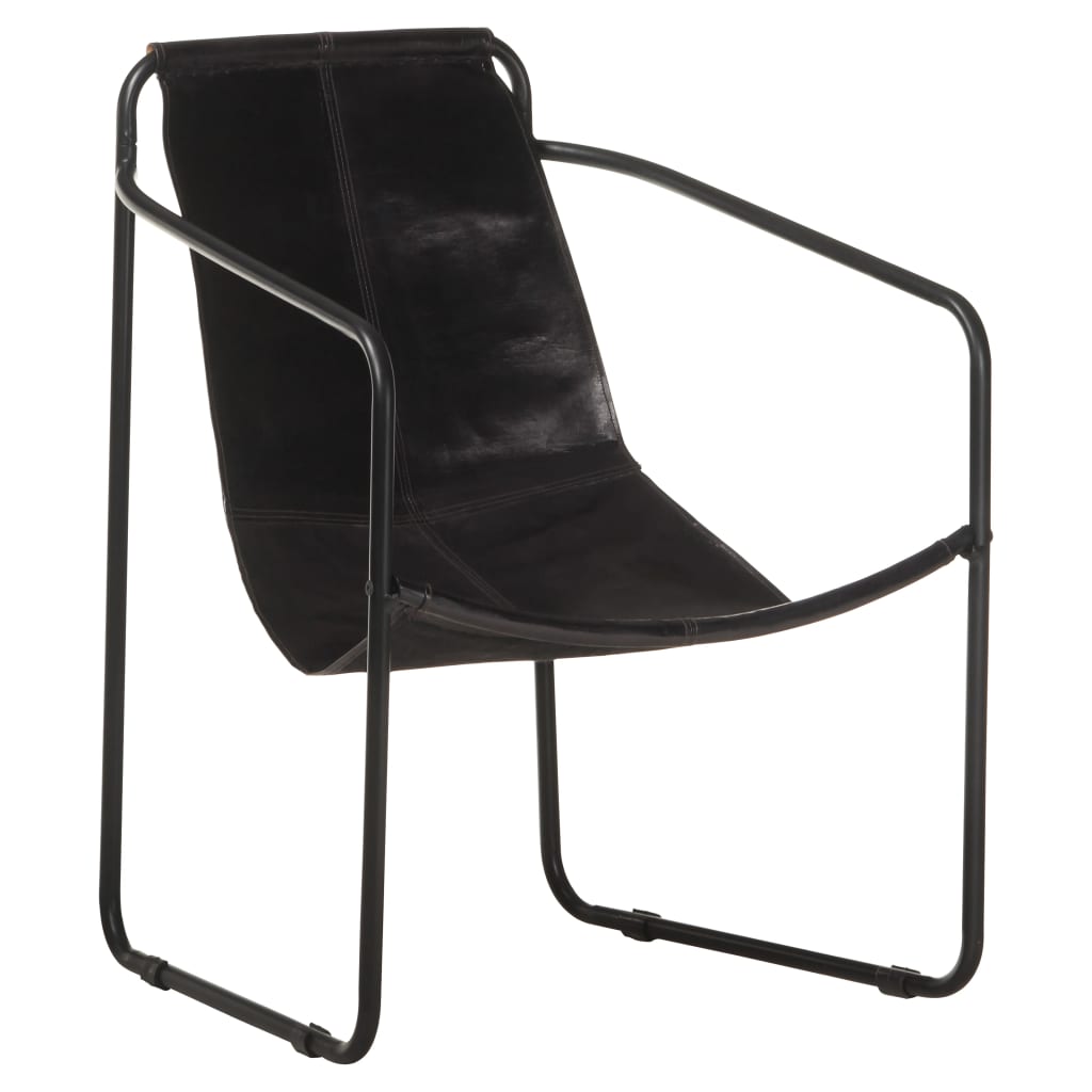 Fauteuil de retro noir cuir véritable