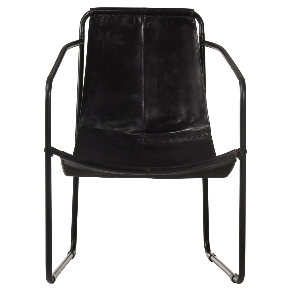 Fauteuil de retro noir cuir véritable