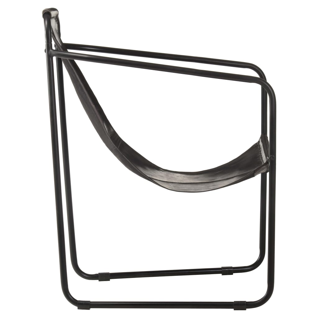 Fauteuil de retro noir cuir véritable