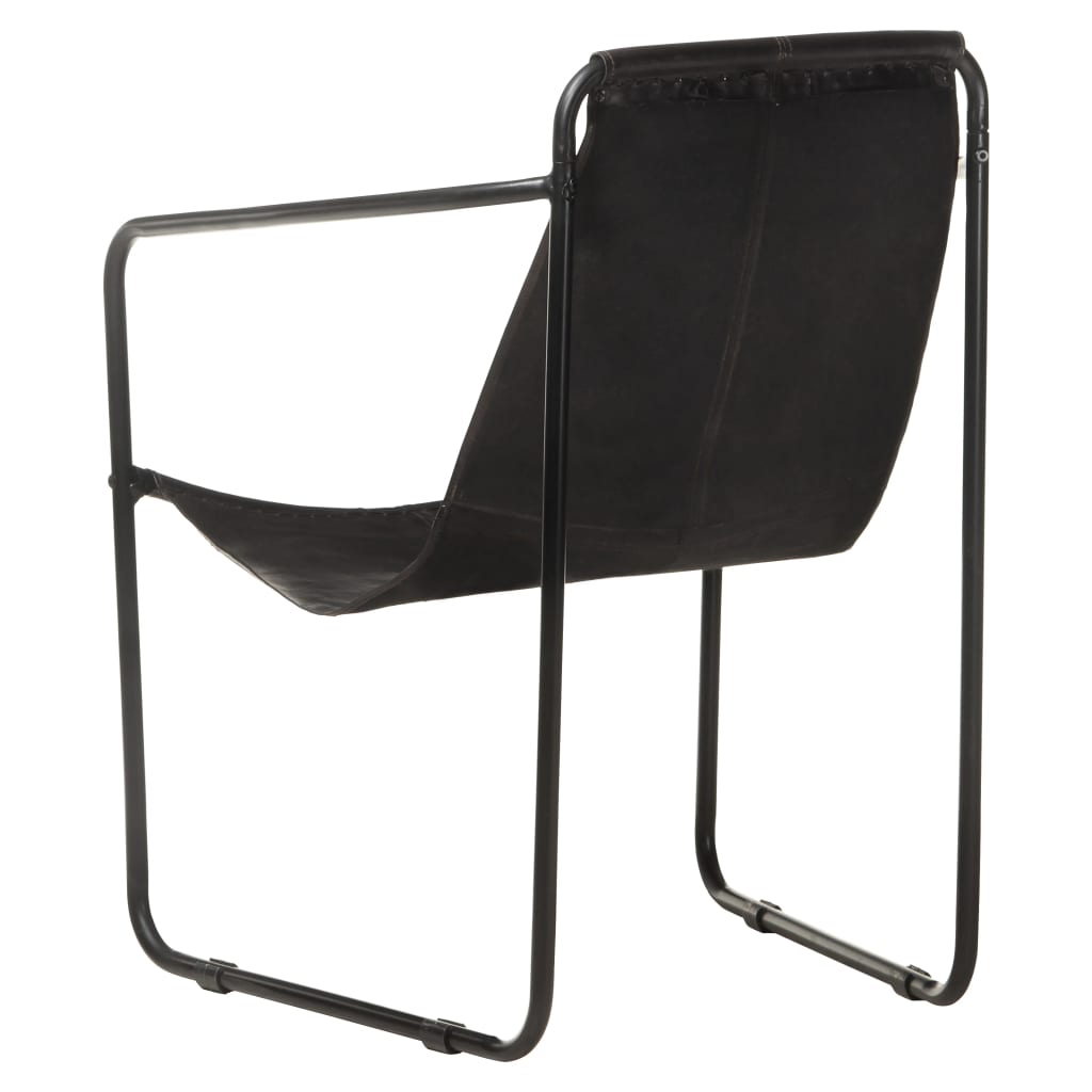 Fauteuil de retro noir cuir véritable