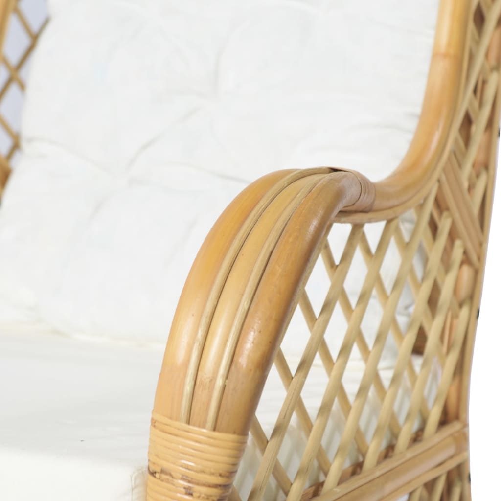 Canapé en Rotin naturel et coussin en lin