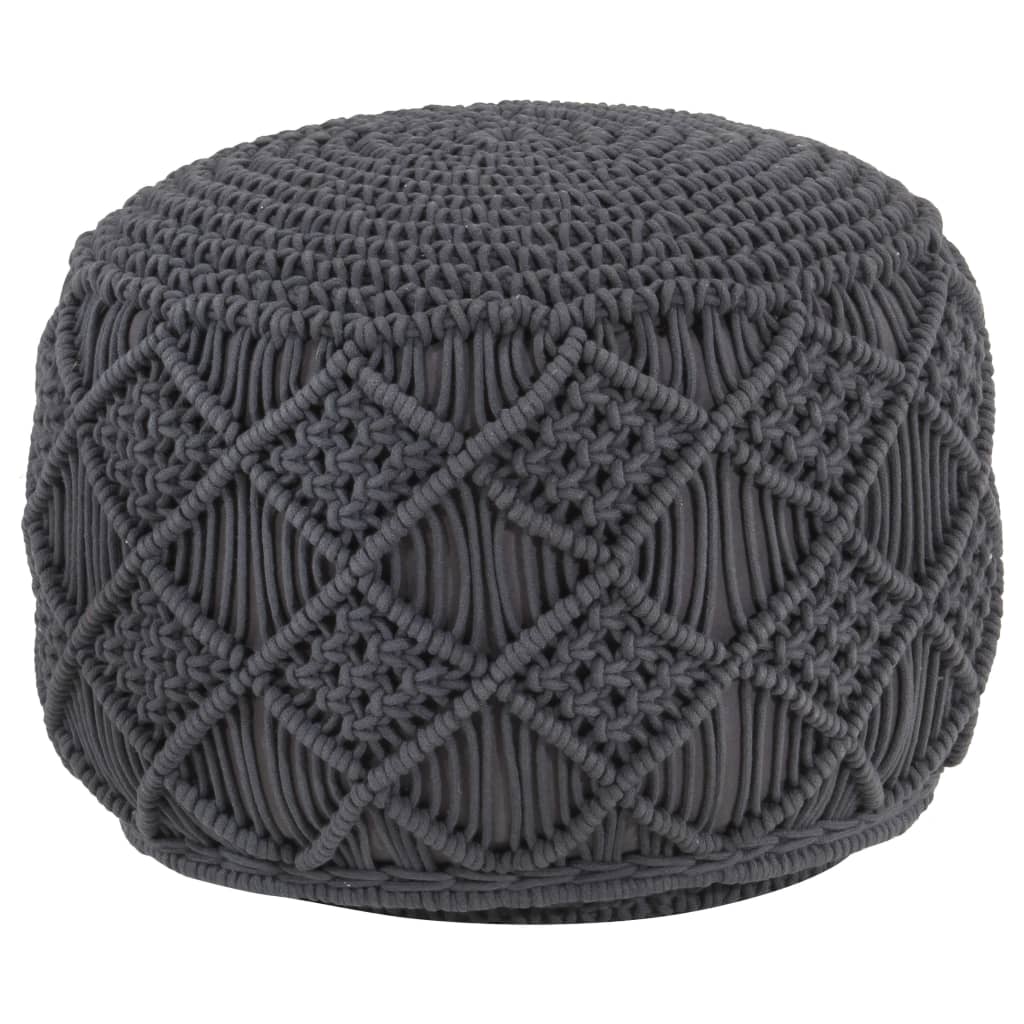 Pouf en macramé Anthracite