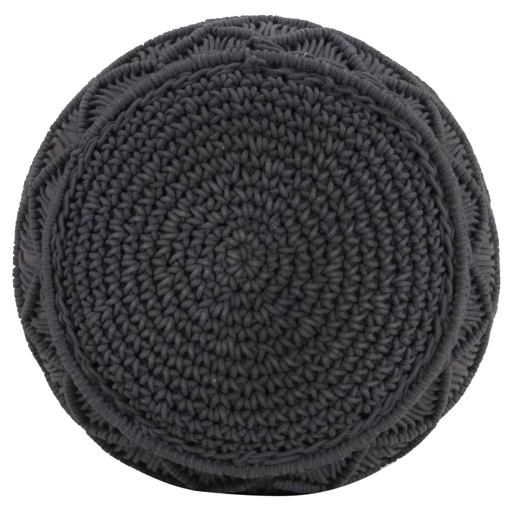 Pouf en macramé Anthracite