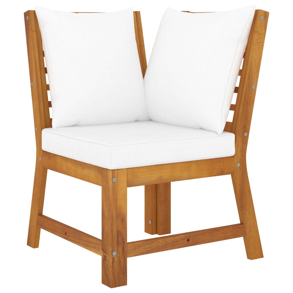 Salon de jardin 4 pcs avec coussin Crème Bois d'acacia solide