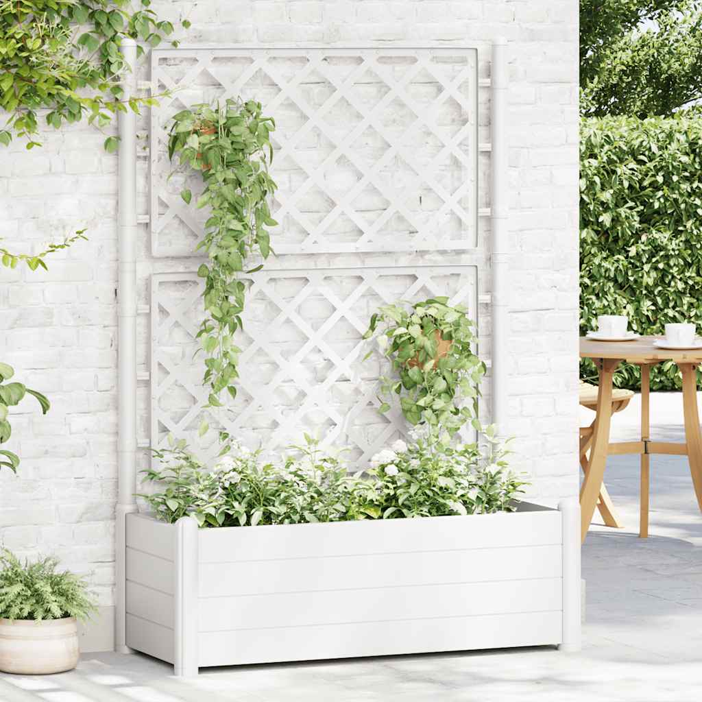 Jardinière avec treillis Blanc