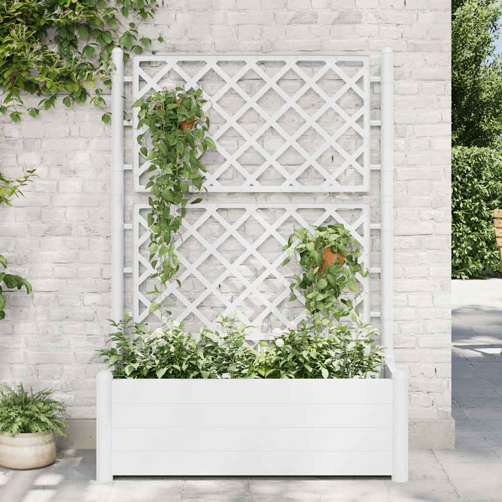 Jardinière avec treillis Blanc