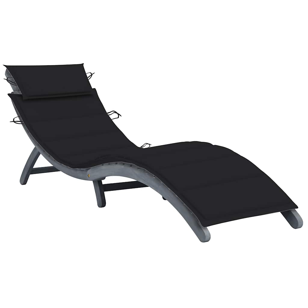 Chaise longue acacia noir