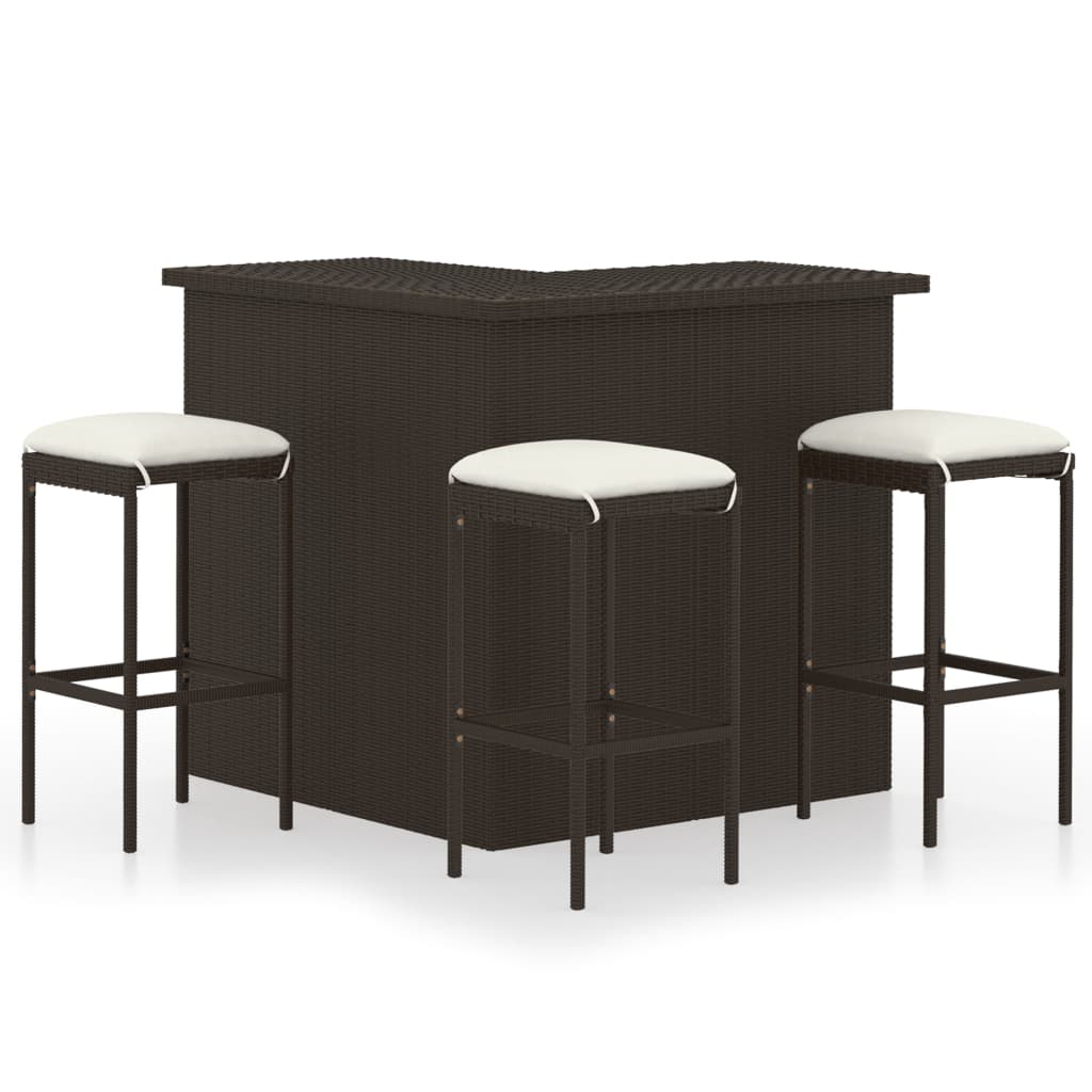 Ensemble de bar 4 pcs Résine tressée Marron
