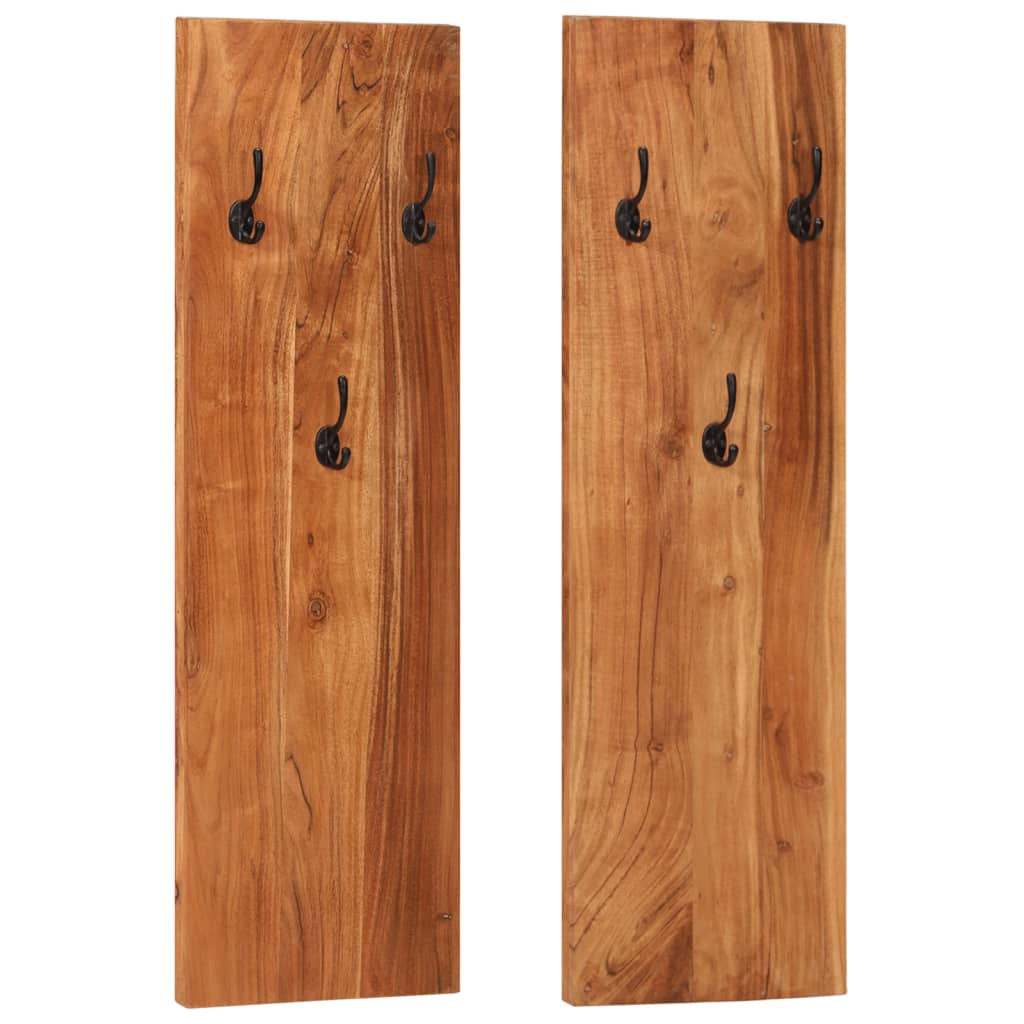 Porte-manteaux 2 pcs en bois d'acacia