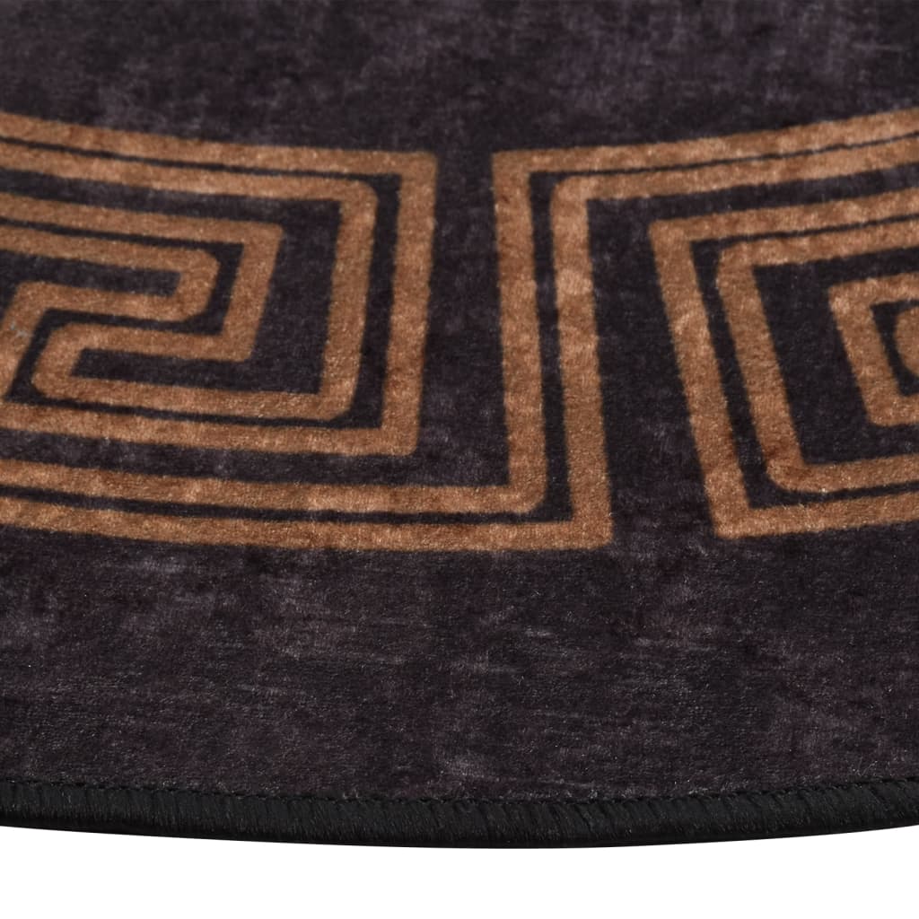 Tapis lavable antidérapant φ120 cm noir et doré