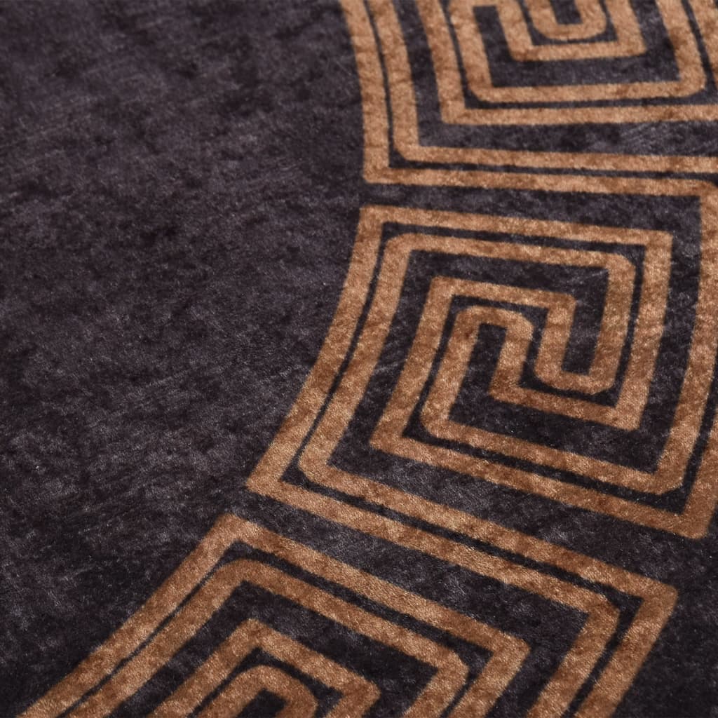 Tapis lavable antidérapant φ120 cm noir et doré
